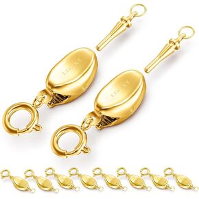 OHINGLT 8Pcs Necklace Clasps and Closures Ingots Link Connector, Gold and Silver Toggle Push Box Clasp for DIY Jewelry Making