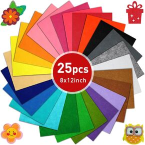 CHRORINE 50 Pcs Assorted Color Felt Fabric Sheets 8" x 12" Soft Felt Fabric Sheet for Crafts DIY Sewing Squares Nonwoven Patchwork (Red)