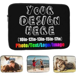 Personalized Laptop Bag Design Your Own Photo Text Logo Image Custom Laptop Case for Men Women Customized Laptop Sleeve Case Cover Gifts for Father Mother Friends, Black 10inch