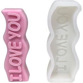 MIMIRACLE Candle Molds for Candle Making Wave Alphabet Letter Pillar Silicone Candle Molds White Elephant Gifts -I Love You