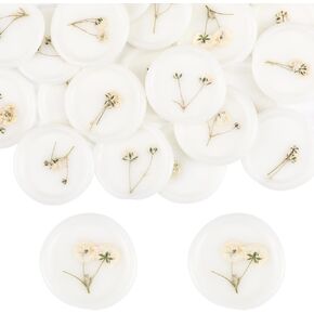 30 Pcs White Wax Seal Stickers Handmade Dry Floral Wax Seal Sticks Self Adhesive Envelope Seals Wedding Invitations Wax Seal for Bridal Shower,Gift Wrap, Christmas (Baby's Breath)