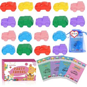 ONEHAUS 24 Pcs Party Favors for Kids with Car Shaped Crayon - Easter Gifts with Cards and Bags, Basket Stuffers Fillers for Easter Egg Hunt and Classroom Prize Supplies