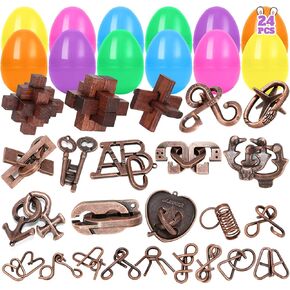 24 Pack Easter Egg Fillers with Brain Teaser Puzzles Toys, Easter Basket Stuffers for Teens, Egg Fillers for Teens Adults Older Kids, Puzzle Games for Party Favors, Gifts for Teens Adults Boys Girls
