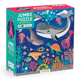 Mudpuppy Depths of The Sea - Jumbo 25 Piece Jigsaw Floor Puzzle Featuring Whales, Dolphins, and More!, Flower
