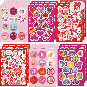 Valentine Stickers for Kids 550PCS Valentine Label Stickers Happy Valentine's Day Stickers 3D Valentine Candy Heart/Animals Sticker for Envelopes Cards Valentine Party Supplies Favors