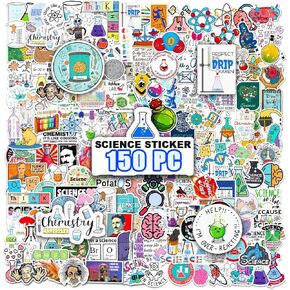 150pcs Science Stickers - Classroom Decor & Water Bottle Stickers - Math, Chemistry, Physics, Biology Gifts - Lab Science