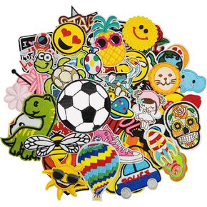 BoAn 60 Pcs Random Assorted Styles Embroidered Iron on Patches for Clothes, DIY Craft Patches for Hats, Backpacks, Jean, Jackets, Dress