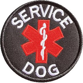 Medical Service Dog Patch, Round Embroidered Tactical Patch with Hook & Loop for Dog Vest Collar