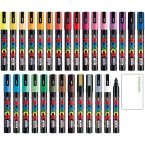 Posca Paint Marker Medium Point (PC-5M) 29 Colors FULL RANGE Bundle Set Uni Mitsubishi Poster Colour ALL COLOR 2.2mm Marking Pen Loconeko Memo pad Set