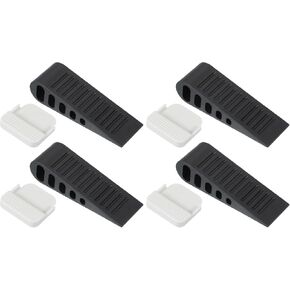 PATIKIL Rubber Door Stoppers for Bottom of Door, 4 Pack Door Wedge Stopper with Holder Sturdy Stackable Doorstop Wall Protector for Home Office Floor Concrete Tile, Brown