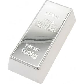SABLUE Fake Silver Realistic Silver Novelty Gift Toys Joke Simulated Silver Brick for Pirate Games Party Favor (S)