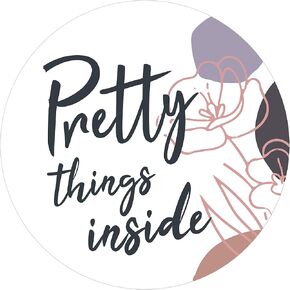 easykart labels 300 Pretty Things Inside Sticker Labels | White Background with Flowers Design | 2" Inch Round | Highly Recommended for Small Business Owners