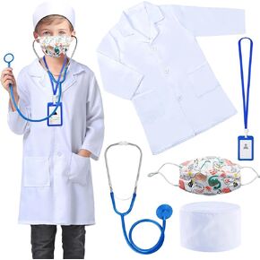 Doctor Nurse Lab Coat Outfits,Kids Role Play Doctor Costume With Realistic Accessories for Boys Girls Ages 3-12