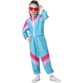 80s 90s Retro Windbreaker Set Girls Workout Costume Outfit Track Suit for Girls