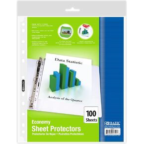 BAZIC Sheet Protectors Economy, Fit 8.5x11 Inch Paper, 11 Hole Clear Plastic Sleeves Ring Binder Sheets, Archival Safe (10/Pack), 1-Pack