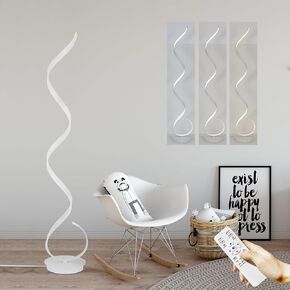 57inch Spiral LED Floor Lamp, Torchiere Super Bright Floor Lamp for Living Rooms & Offices - 3 Light Color Remote Dimmable, Tall Standing Lamp for Bedroom Reading (White)