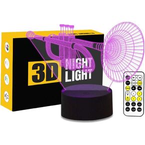 شكل البوق 3D مصباح الوهم البصري 7 ألوان تغيير توقيت التحكم عن بُعد وزر اللمس مصباح مكتب الجدول LED لزينة غرفة نوم المنزل