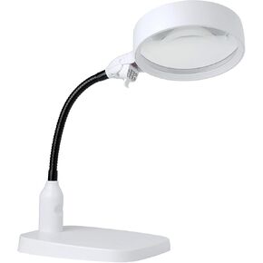 10X Lighted Magnifying Glass - Extra Large 4.8 Inch Lens Magnifying Lamp & Sturdy Base - Desktop Magnifier Light Stand for Close-up Work, Reading, Hobbies, Crafts, Reading, Sewing