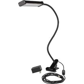 Acurit 54 LED Clip On Light Reading Lamp, 21 Inch Flexible Gooseneck, Adjustable 3 Color Temperature 800 Lumens, 10' Extra Long Power Cable, USB & Adapter - Black Metal