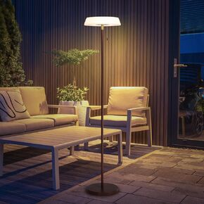 Solar LED Outdoor Floor Lamp Waterproof, 3 Level Dimmable Floor Night Light, Portable Cordless USB Rechargeable, for Home/Deck/Garden/Patio (Bronze)