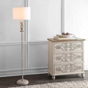 SAFAVIEH FLL4049A Lighting Philippa White Washed 61-inch (LED Bulb Included) Floor Lamp