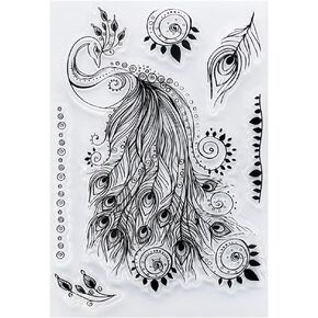 Peacock Feather Background Clear Stamps for Card Making Decoration and DIY Scrapbooking 3021515