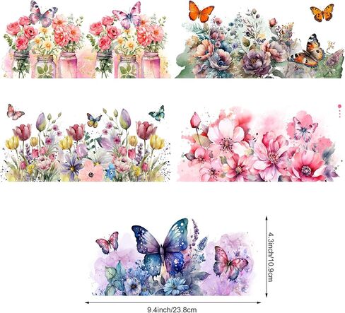 5 Sheets Flower UV DTF Cup Stickers, Glass DTF Transfer Stickers, Waterproof Wipe Transfer Paper, Suitable for 16 oz Glass, Cups, Crafts, Furniture (Style6-5 Sheet) in Saudi Arabia