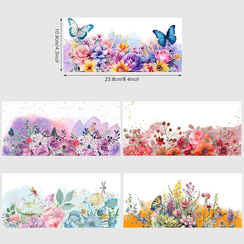 5 Sheets Flower UV DTF Cup Stickers, Glass DTF Transfer Stickers, Waterproof Wipe Transfer Paper, Suitable for 16 oz Glass, Cups, Crafts, Furniture (Style6-5 Sheet) in Saudi Arabia