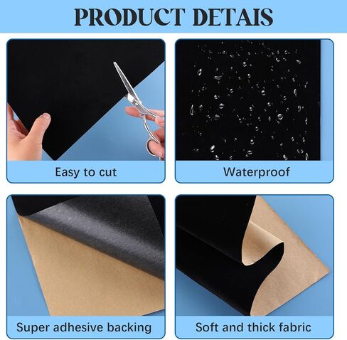 ملصقات لاصقة ذاتية ، 10 مساءً بطانات النسيج للأدراج والصناديق تقشر وعصا الحجم الأسود A4 مصنوع مع دعم لاصقة لصندوق المجوهرات الفنية DIY وتصميم المنزل تزين in Kuwait