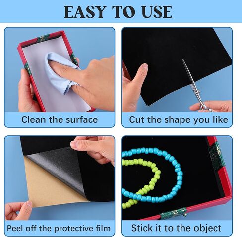 ملصقات لاصقة ذاتية ، 10 مساءً بطانات النسيج للأدراج والصناديق تقشر وعصا الحجم الأسود A4 مصنوع مع دعم لاصقة لصندوق المجوهرات الفنية DIY وتصميم المنزل تزين in Kuwait