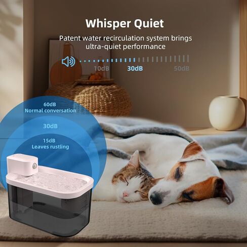 Dogness 3.2L FOUNTAIN FOUNTAIN FOUNTAIN WARE CAT اللاسلكي ، FULTRATION FILTRATION PET FOUNTAIN 5000MAH بطارية قابلة لإعادة الشحن تعمل على موزع مياه الكلاب التلقائي مع مستشعر SUPER SILPLIS SILPLIS WIFI (الوردي) in Saudi Arabia