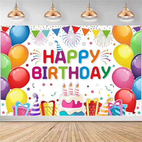Happy Birthday Banner - Birthday Decorations for Kids Colorful Birthday Party Banners Welcome Happy Birthday Background Sign for Birthday Theme Party Decorations Indoor Outdoor in Saudi Arabia