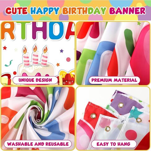 Happy Birthday Banner - Birthday Decorations for Kids Colorful Birthday Party Banners Welcome Happy Birthday Background Sign for Birthday Theme Party Decorations Indoor Outdoor in Saudi Arabia