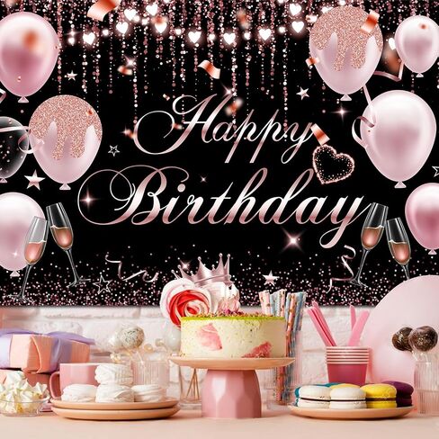 Happy Birthday Banner - Birthday Decorations for Kids Colorful Birthday Party Banners Welcome Happy Birthday Background Sign for Birthday Theme Party Decorations Indoor Outdoor in Saudi Arabia