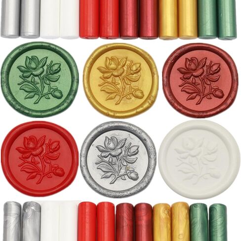 Metallic Gold Sealing Wax Sticks, ONWINPOR 12 Pcs Assorted Color Wax Seal Sticks for Wax Seal Stamp, 6 Colors Bronze Gold Wax Seal Sticks Set for 0.43'' Glue Gun Wax Sealing Sticks (Metallic) in Kuwait