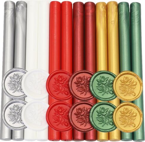 Metallic Gold Sealing Wax Sticks, ONWINPOR 12 Pcs Assorted Color Wax Seal Sticks for Wax Seal Stamp, 6 Colors Bronze Gold Wax Seal Sticks Set for 0.43'' Glue Gun Wax Sealing Sticks (Metallic) in Kuwait