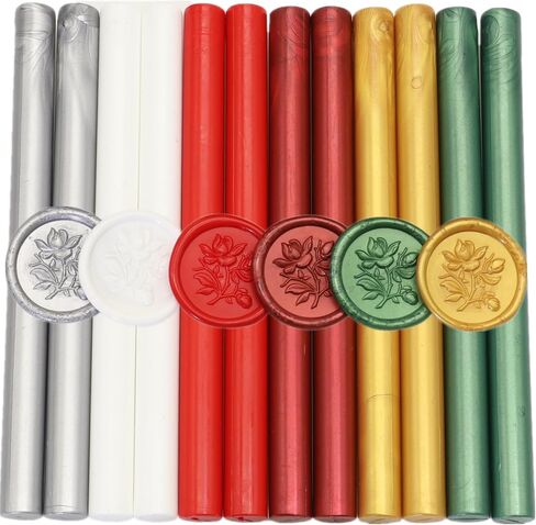 Metallic Gold Sealing Wax Sticks, ONWINPOR 12 Pcs Assorted Color Wax Seal Sticks for Wax Seal Stamp, 6 Colors Bronze Gold Wax Seal Sticks Set for 0.43'' Glue Gun Wax Sealing Sticks (Metallic) in Kuwait