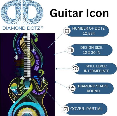 Diamond Dotz Guitar Icon Diamond Painting Kits for Adults - Diamond Art Kits a Relaxing Creative Craft Kit with Dotz Gems 12x30 in Kuwait