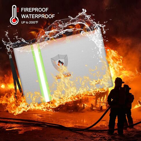 Fireproof Document Bag (13.3"x 9.4") with Reflective Strip, NAIBAOSD Fireproof Money Bag(10.8"x 6.8") with Metal Zipper & Strap Fireproof Bag for Documents, Cash,Passport, Valuables in Saudi Arabia