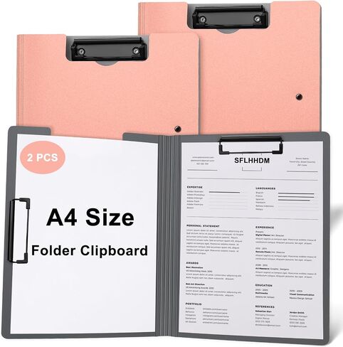 1 PCS A4 Clipboards Foldable,Folding Clipboard,360°Cover Folder Clipboard,Plastic Clipboards with Double Low Profile Clip,A4 Size File Folder Storag Clip Board for A3 A4 Paper Clip Boards-Black in Kuwait
