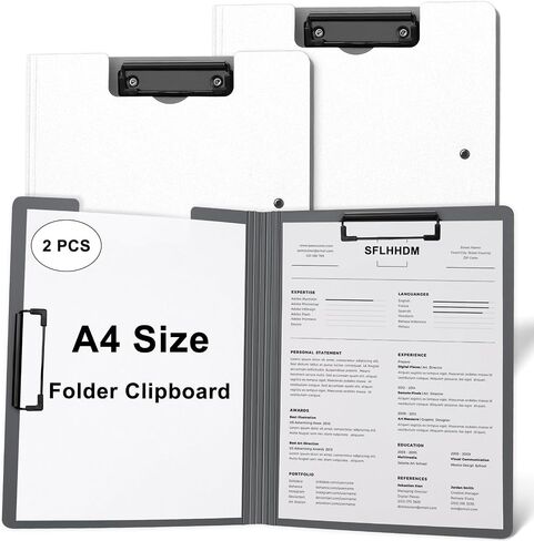 1 PCS A4 Clipboards Foldable,Folding Clipboard,360°Cover Folder Clipboard,Plastic Clipboards with Double Low Profile Clip,A4 Size File Folder Storag Clip Board for A3 A4 Paper Clip Boards-Black in Kuwait