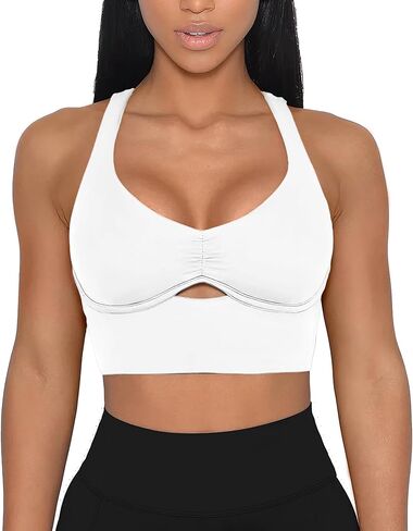 XUNYU Racerback حمالات الصدر الرياضية للنساء ملابس علوية للتمرين مع حمالة صدر مدمجة بدون أكمام، فتحة رقبة واسعة، حمالة صدر لاسلكية لليوجا والجيم in Kuwait