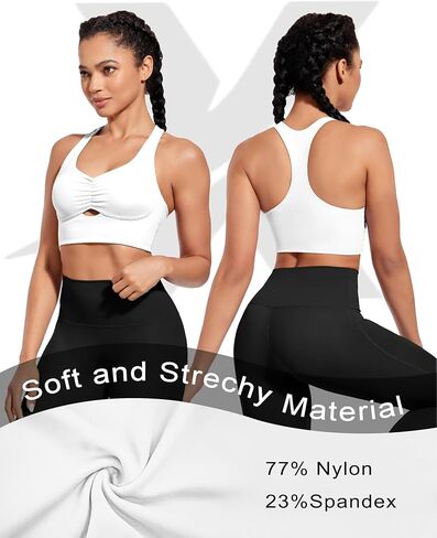 XUNYU Racerback حمالات الصدر الرياضية للنساء ملابس علوية للتمرين مع حمالة صدر مدمجة بدون أكمام، فتحة رقبة واسعة، حمالة صدر لاسلكية لليوجا والجيم in Kuwait