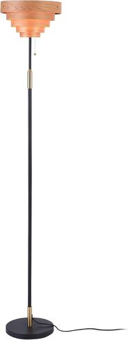 O'Bright Cascade Floor Lamp – Modern Wooden Layered Lampshade, E26 Socket, Pull Chain Switch, Metal Base, Standing Lamp for Living Room, Bedroom, Office, Antique Brass in Saudi Arabia