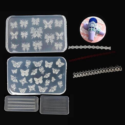 Practical Thin Silicone Nail Art Mold Transparent Stamping Plate Nails Stencils Silicone Molds for Epoxy Resin Casting in Kuwait