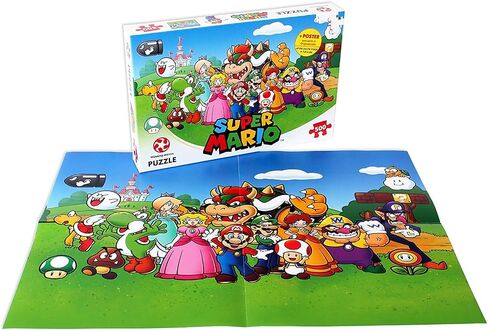 Winning Moves Super Mario and Friends 500 Piece Jigsaw Puzzle Game, Piece Together Mario, Luigi, Yoshi, Bowser and Toad, Gift and Toy for Ages 10 Plus in Saudi Arabia