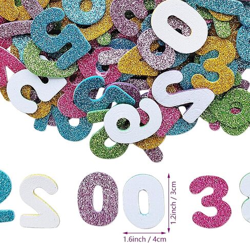 Jtnohx Glitter Number Stickers, Foam Numbers for Crafts, 150 Pcs Foam Stickers for Kids Crafts, 1.57" Size Craft Supplies (Number) in Saudi Arabia