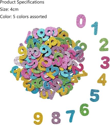 Jtnohx Glitter Number Stickers, Foam Numbers for Crafts, 150 Pcs Foam Stickers for Kids Crafts, 1.57" Size Craft Supplies (Number) in Saudi Arabia