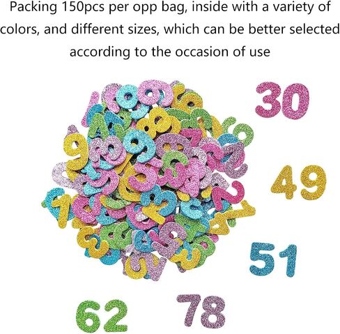 Jtnohx Glitter Number Stickers, Foam Numbers for Crafts, 150 Pcs Foam Stickers for Kids Crafts, 1.57" Size Craft Supplies (Number) in Saudi Arabia