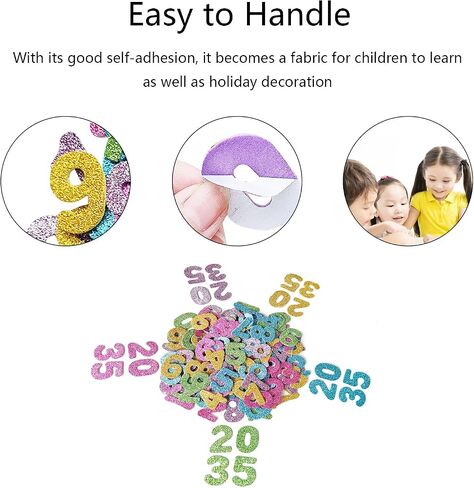 Jtnohx Glitter Number Stickers, Foam Numbers for Crafts, 150 Pcs Foam Stickers for Kids Crafts, 1.57" Size Craft Supplies (Number) in Saudi Arabia
